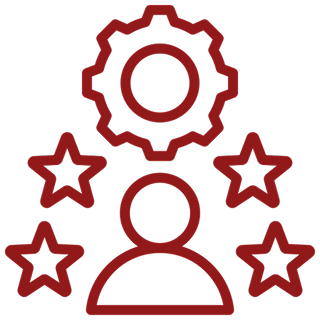 Studio-Project (31) Person icon with gears and stars.